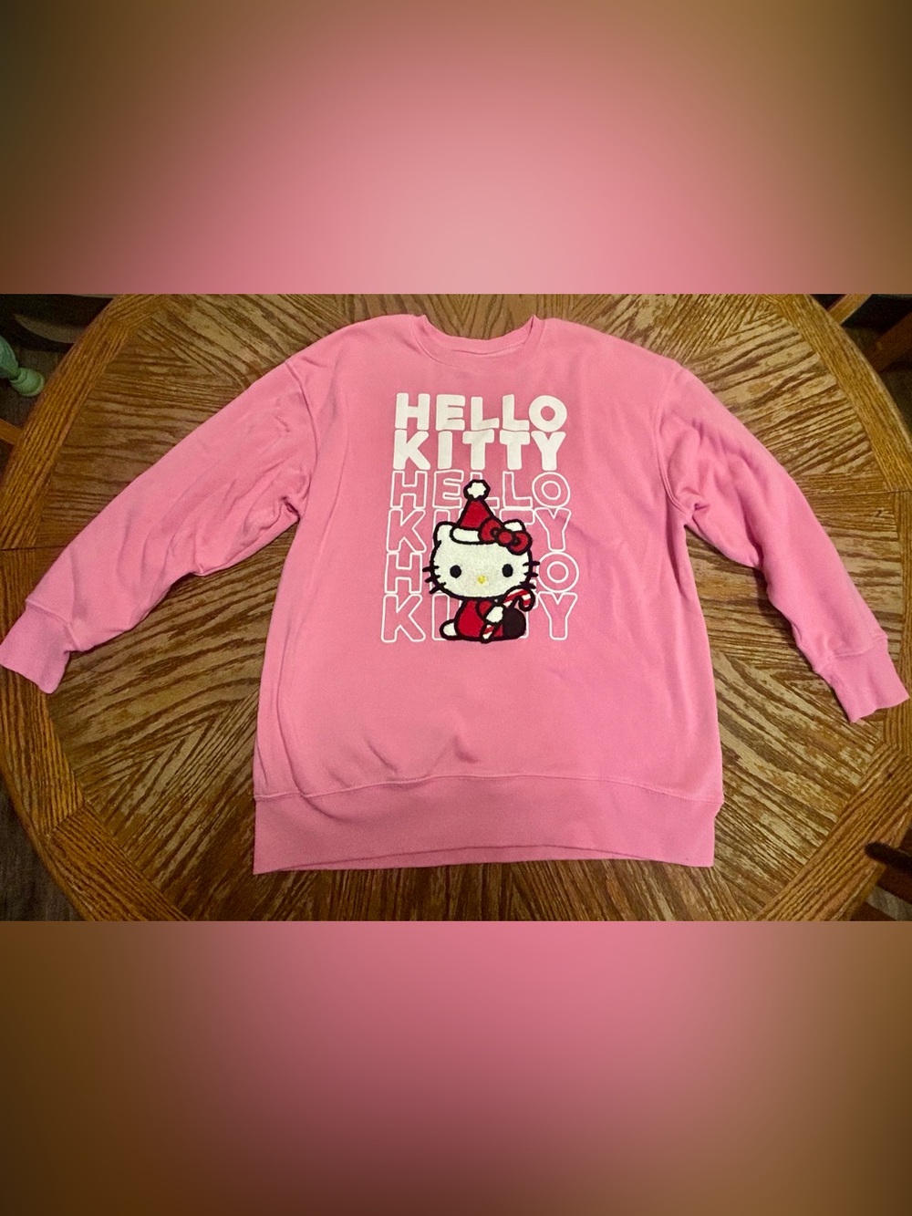 Hello Kitty x Hybrid Pink Christmas Sweatshirt Santa Candy Cane Size S